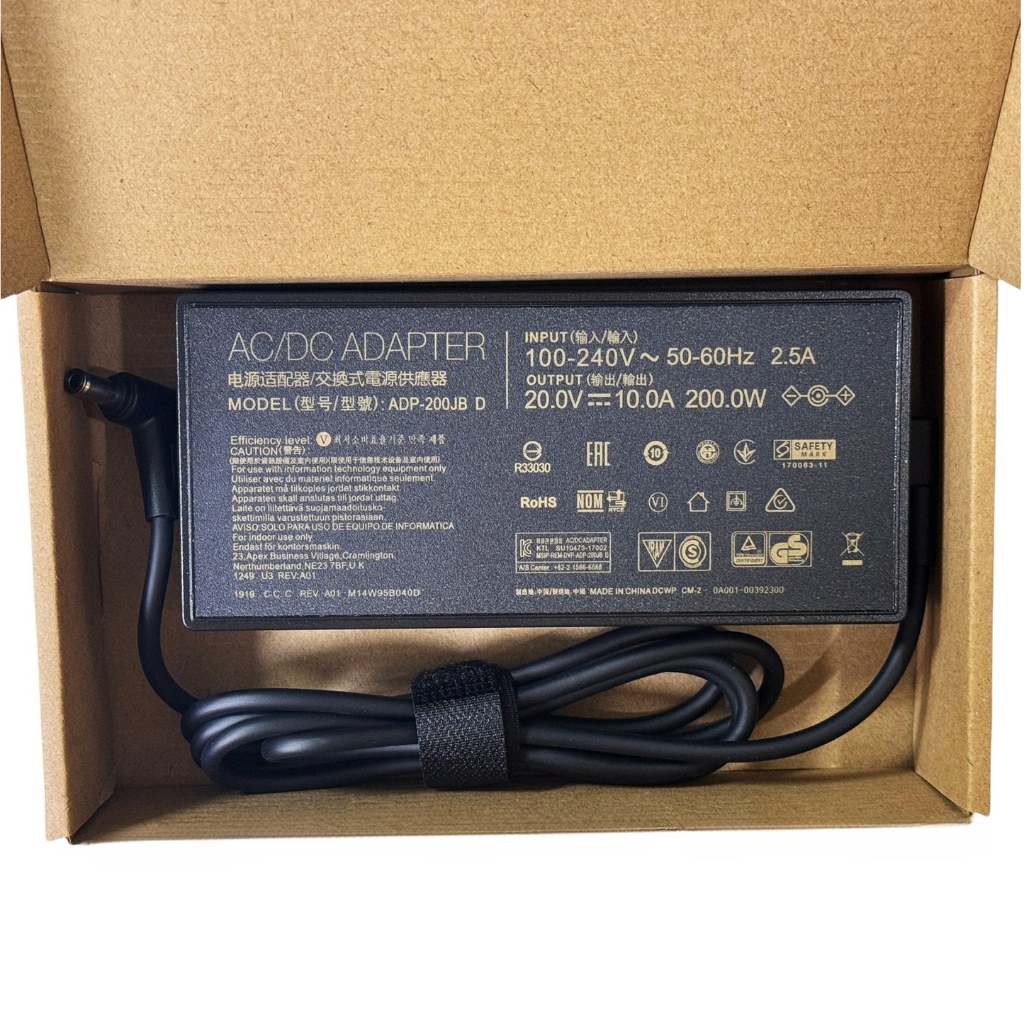 Genuine 20V 10A 200W AC Adapter Charger ADP-200JB D Compatible with ASUS ROG Zephyrus G15 GA503 GA503QM GA503QS GA503QR Gaming AC Adapter Charger