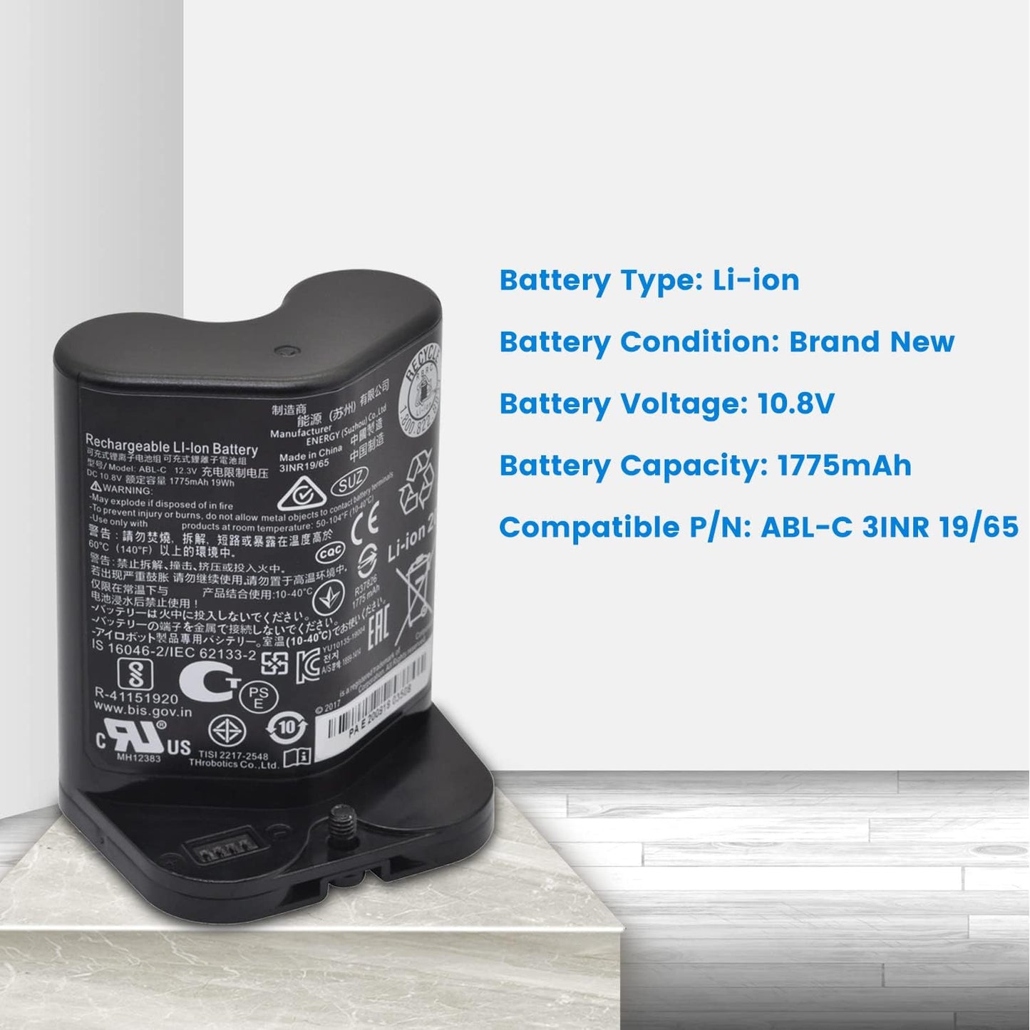 Replacement Li-Ion Battery for iRobot Braava Jet M6 (6110) M611020 M612880 Ultimate Robot Mop ABL-C 10.8V 1775mAh