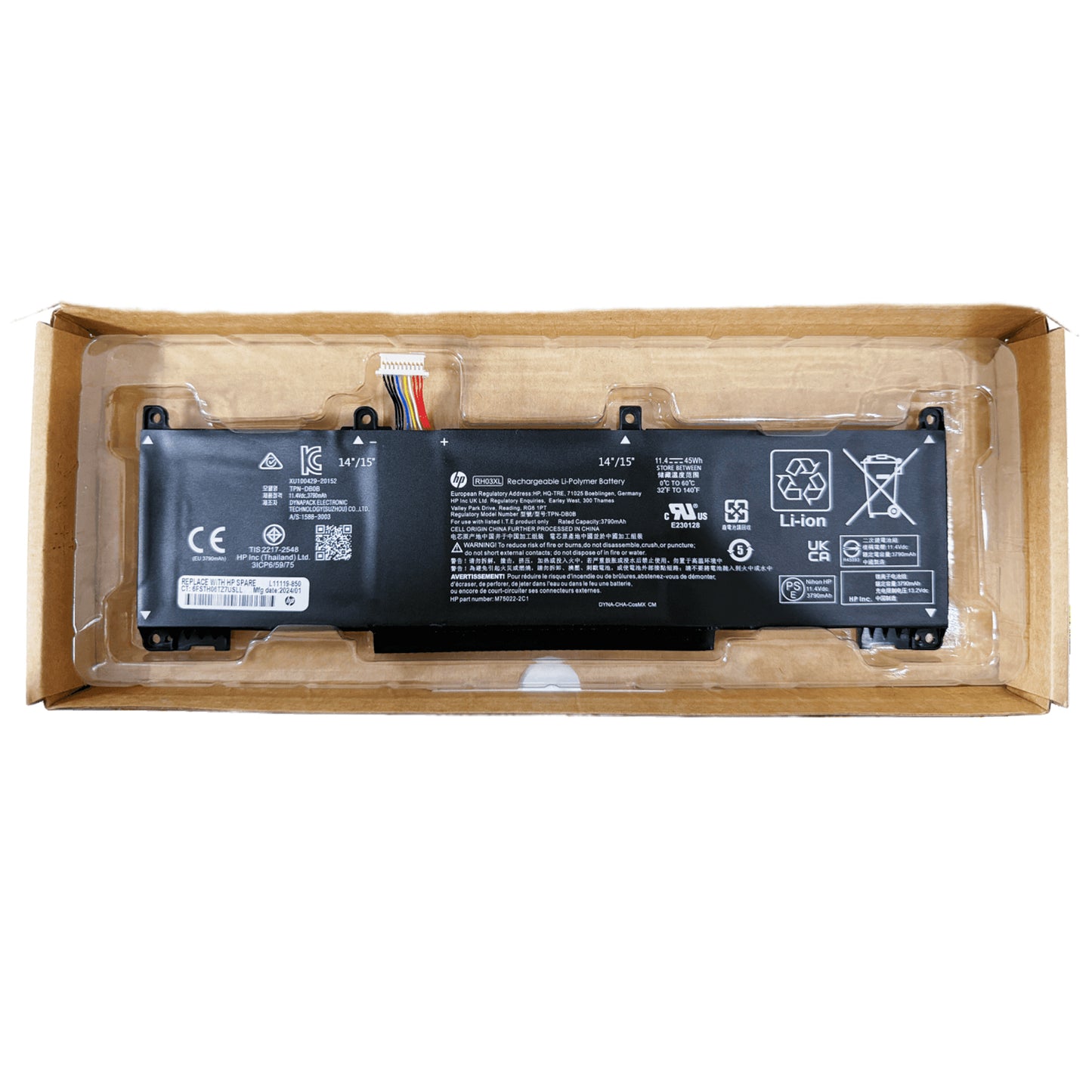 Genuine RH03XL Laptop Battery for HP ProBook 430 440 445 450 630 640 650 G8 Zhan 66 Pro 14 G4 Series TPN-DB0B HSTNN-OB1T HSTNN-DB0B HSTNN-IB9P HSTNN-IB9Q HSTNN-UB7X M01524-2B1 M01524-AC1 M02027-005 11.4V 45Wh