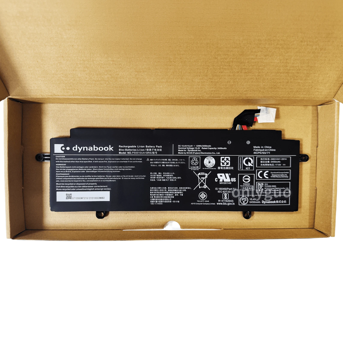 Genuine PS0104UA1BRS Battery 53Wh 3450mAh Replacement for Dynabook U30 / Tecra A40-J/Tecra A50-J Series 41CP5/63/71 15.4V