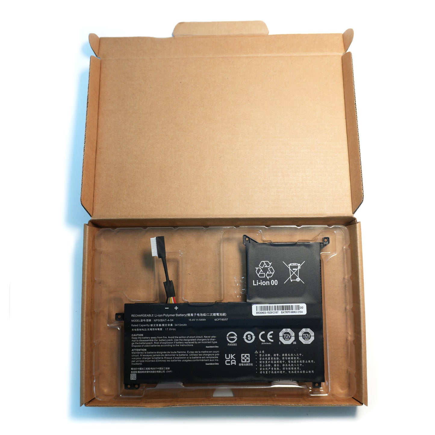 Genuine NP50BAT-4-54 6-87-NPSKS-53G00 Laptop Battery for Clevo NP70 X17 AT22 G7 KE XMG Focus 16 X15 at 4ICP7/60/57 15.4V/54Wh/3510mAh/4Cell