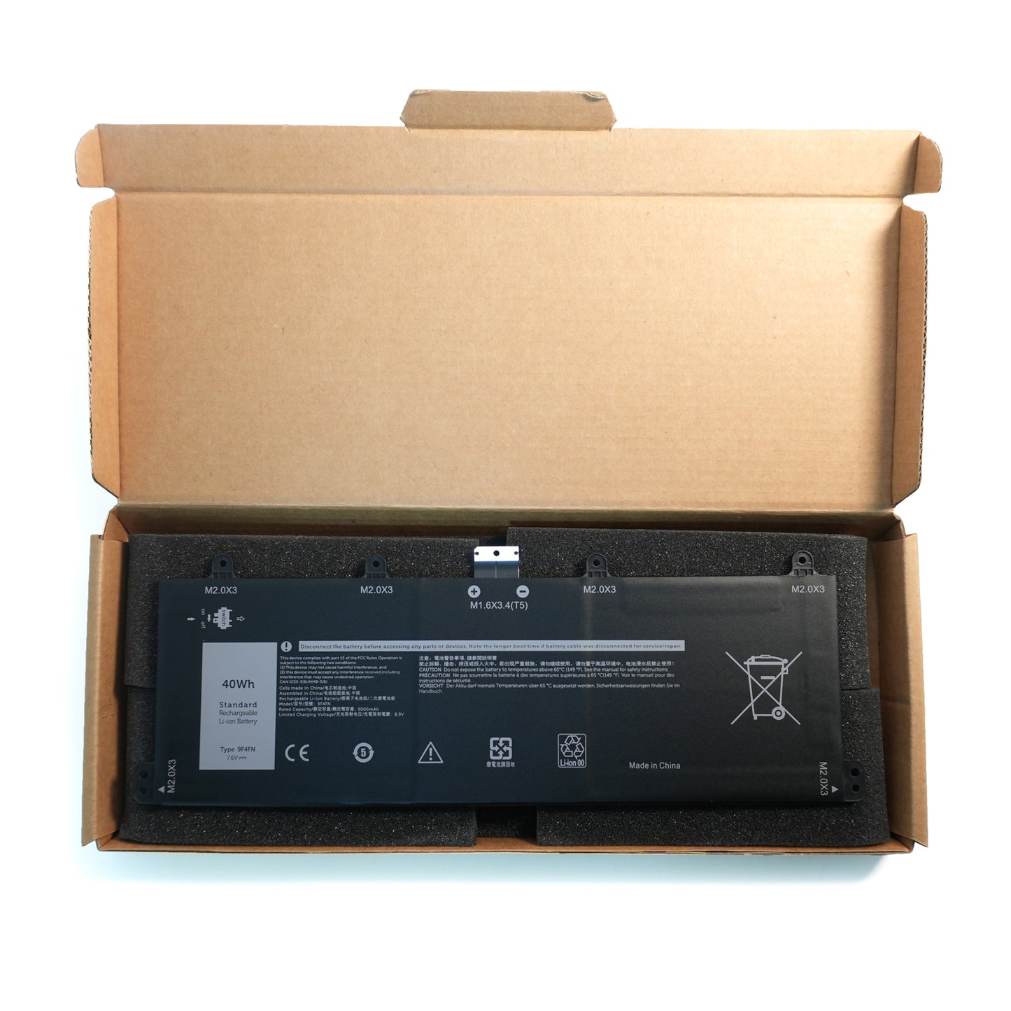 9F4FN Laptop Battery 40Wh 5000mAh 7.6V 2-Cell Compatible with Dell Latitude 7320 Detachable/Inspiron 14 3420 Series 09F4FN 2VKW9 8PK6G 2ICP4/79/112 2ICP4/79/111