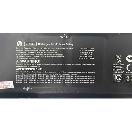 Genuine BN06XL HSTNN-IB9A Laptop Battery for HP Spectre X360 15 15-EB 15-EB0005UR 15-EB0000NS 15-EB0010NG X360 Convertible 15-EB0005NI 15-EB0008UR 15-EB0037NA L68299-005 L68235-1C1 BN06072XL 11.55V 72.9Wh