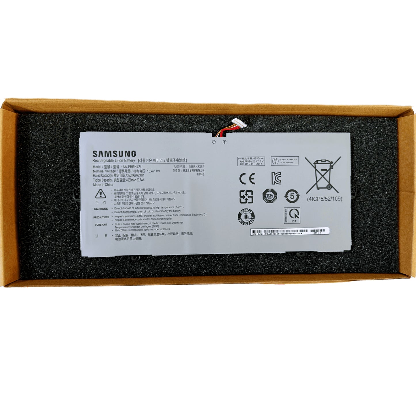 Genuine AA-PBRN4ZU Laptop Battery for Samsung Galaxy Book Flex 930QCG 930QCJ 930XCJ NP930QCG NP930QCG-K01 950QCG 950QCG-X01 950QCG-X03 950QCJ 950XCJ NP950QCG NP950QCG-X01 NP950QCG-K01US Series 15.4V 66.9Wh