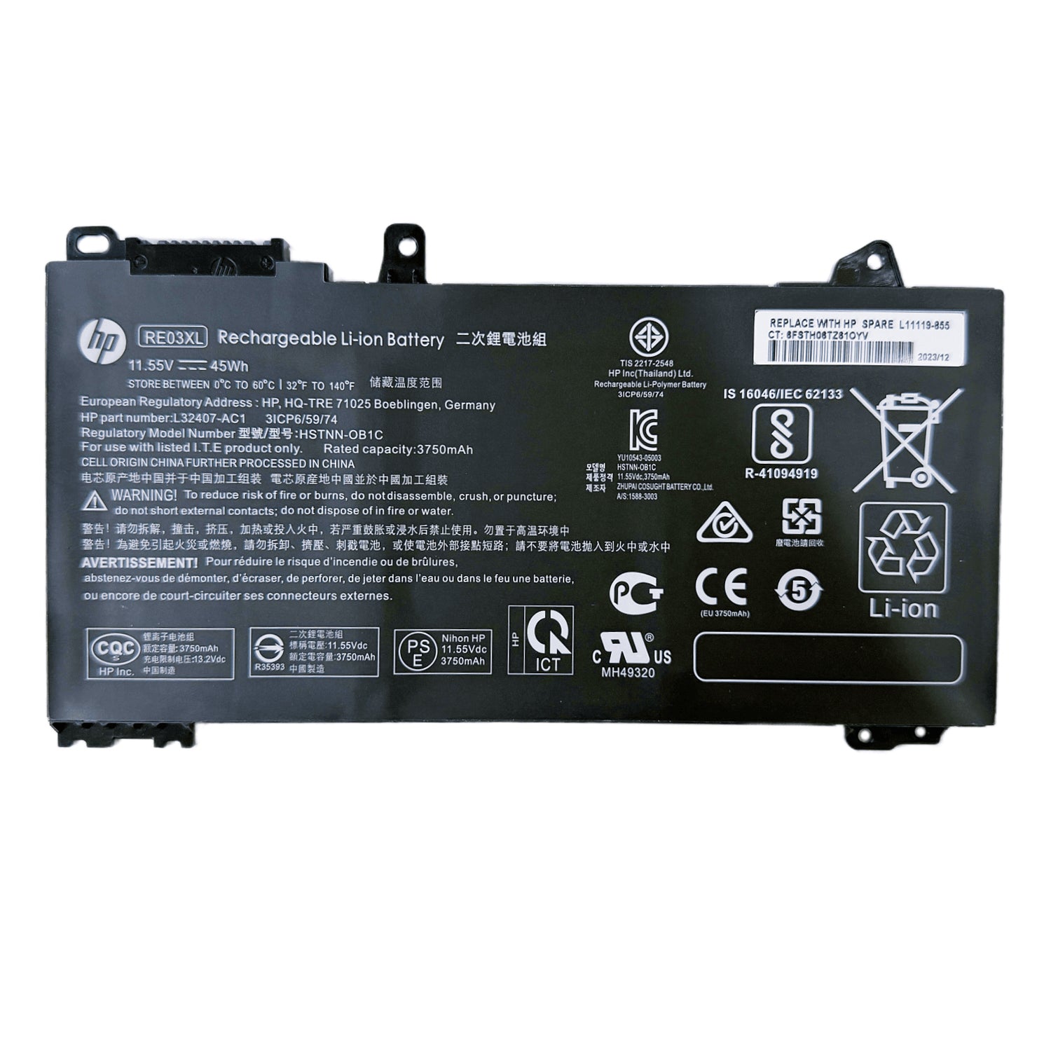 Genuine RE03XL Laptop Battery for HP ProBook 430 440 445 G6 G7 Series