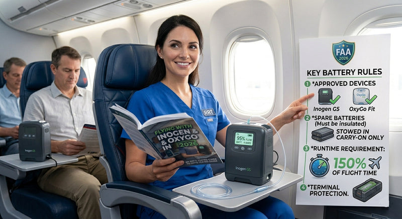 Flying with Inogen & OxyGo in 2026: An RRT's Tested Guide to FAA Battery Rules