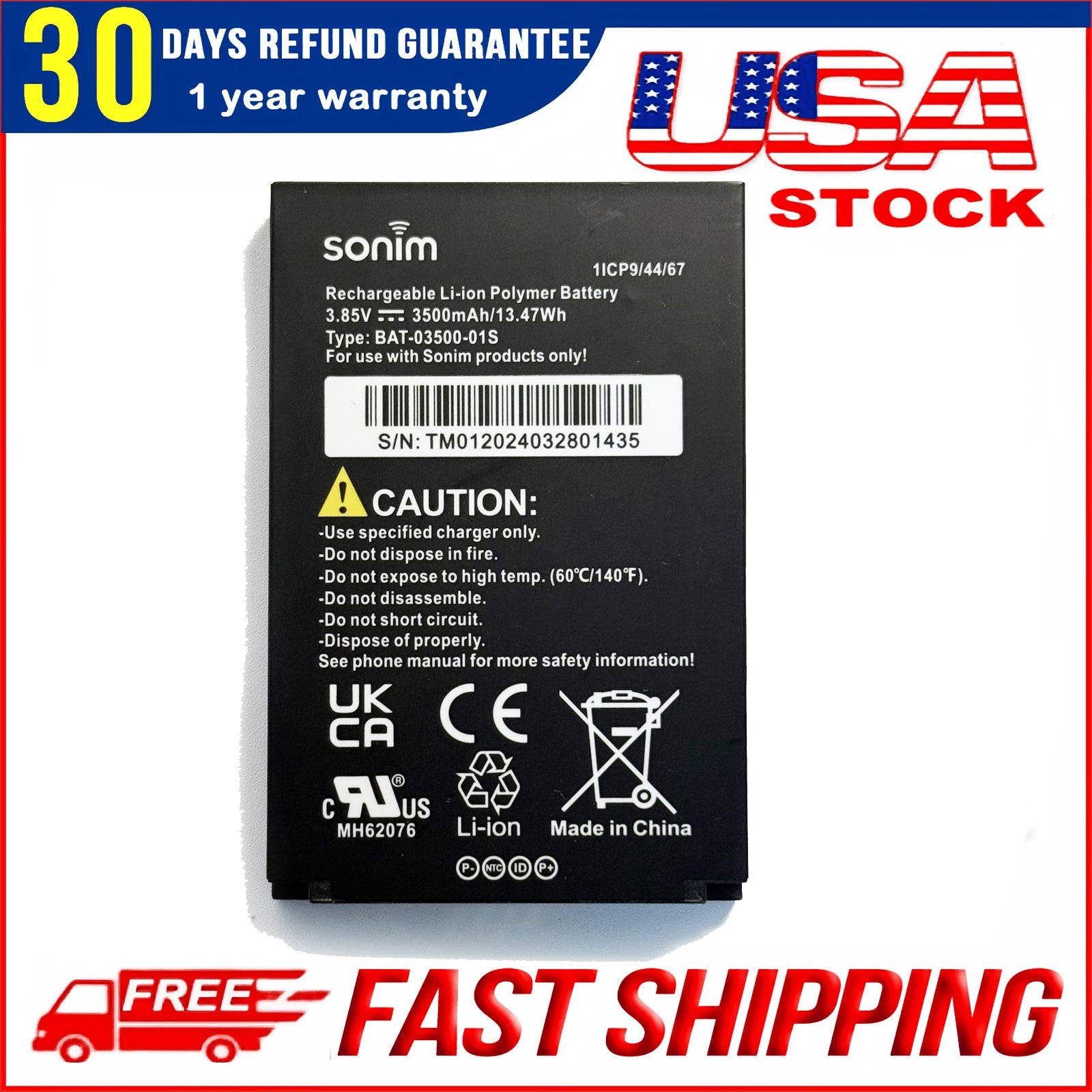 BAT-03500-01S Battery for Sonim XP5Plus (XP5900) | OEM Original 3.85V 3500mAh