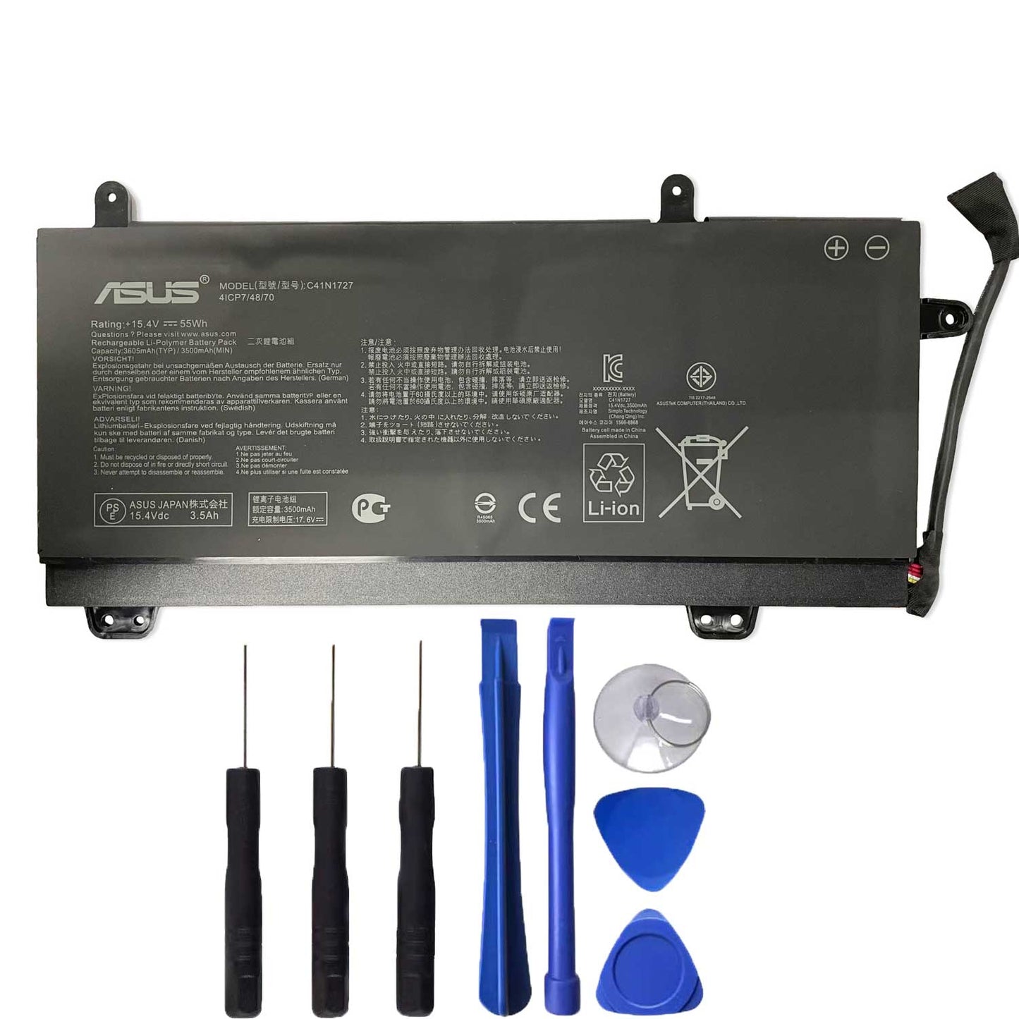 Genuine C41N1727 Laptop Battery Replacement for Asus Zephyrus M GM501 GM501G GM501GM GM501GS ROG GU501 GU501G GU501GM GM501G-SEI006T GM501GS-EI015T GU501GM-BI7N8 GM501GM-EI005T GM501GS-EI003T 15.4V 55Wh