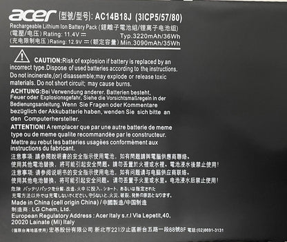Genuine AC14B18J AC14B13J Laptop Battery for Acer E15 ES1-512 MS2394 EX2519 N15W4 E3-112