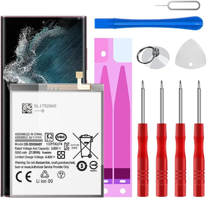 Galaxy S22 Ultra Battery,2025 New Upgraded 5500 mAh EB-BS908ABY  Battery for Samsung Galaxy S22 Ultra 5G SM-S908U with Repair Tool Kits