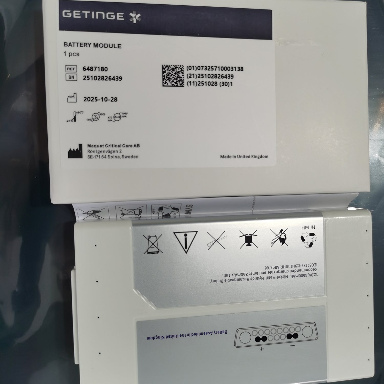 REF 6487180 NEW Genuine Battery for Getinge MAQUET Servo I Servo S Servo U