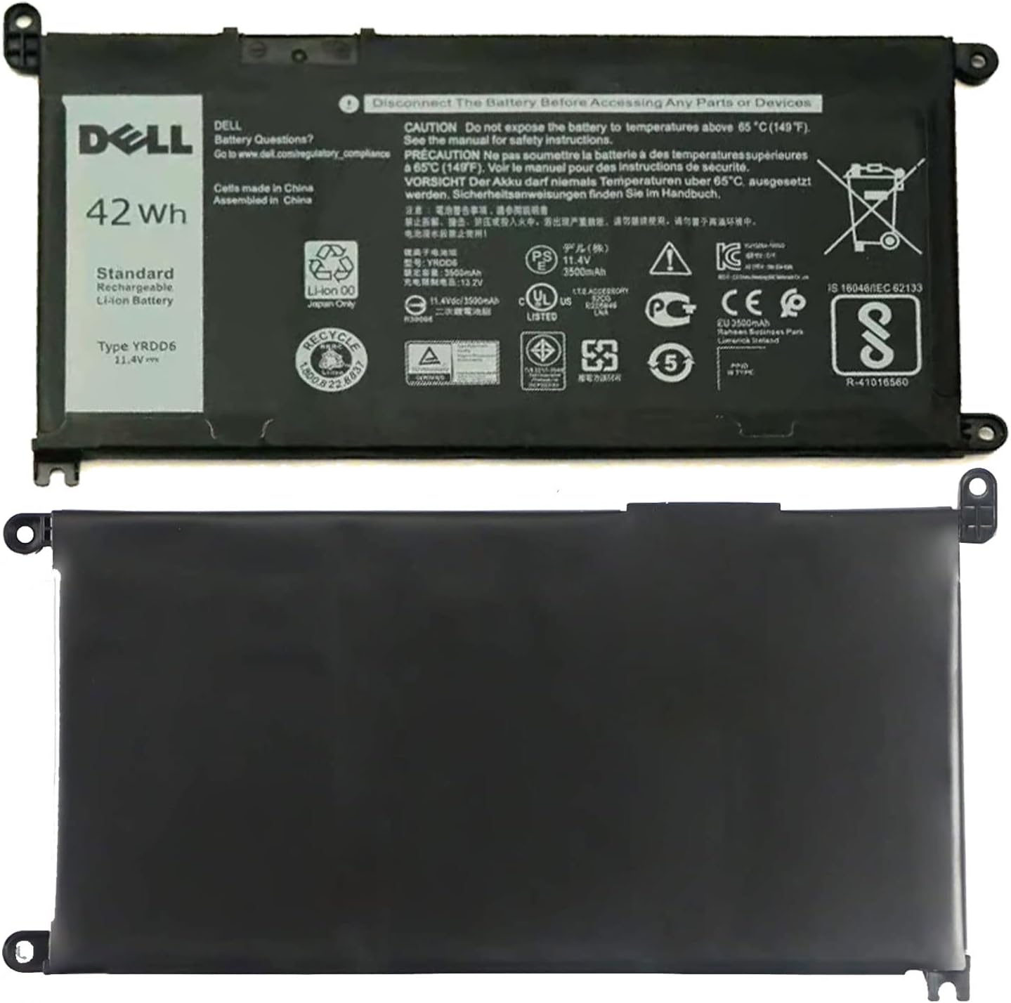DELL Genuine YRDD6 Laptop Battery for replaceable Dell Inspiron 7586 5482 5485 5491 3310 2-in-1 3493 3582 3593 3793 5493 5593 5480 5590 5591 5594 5598 15 3583 3584 Vostro 3491 5481 5581 5490 5590 VM732