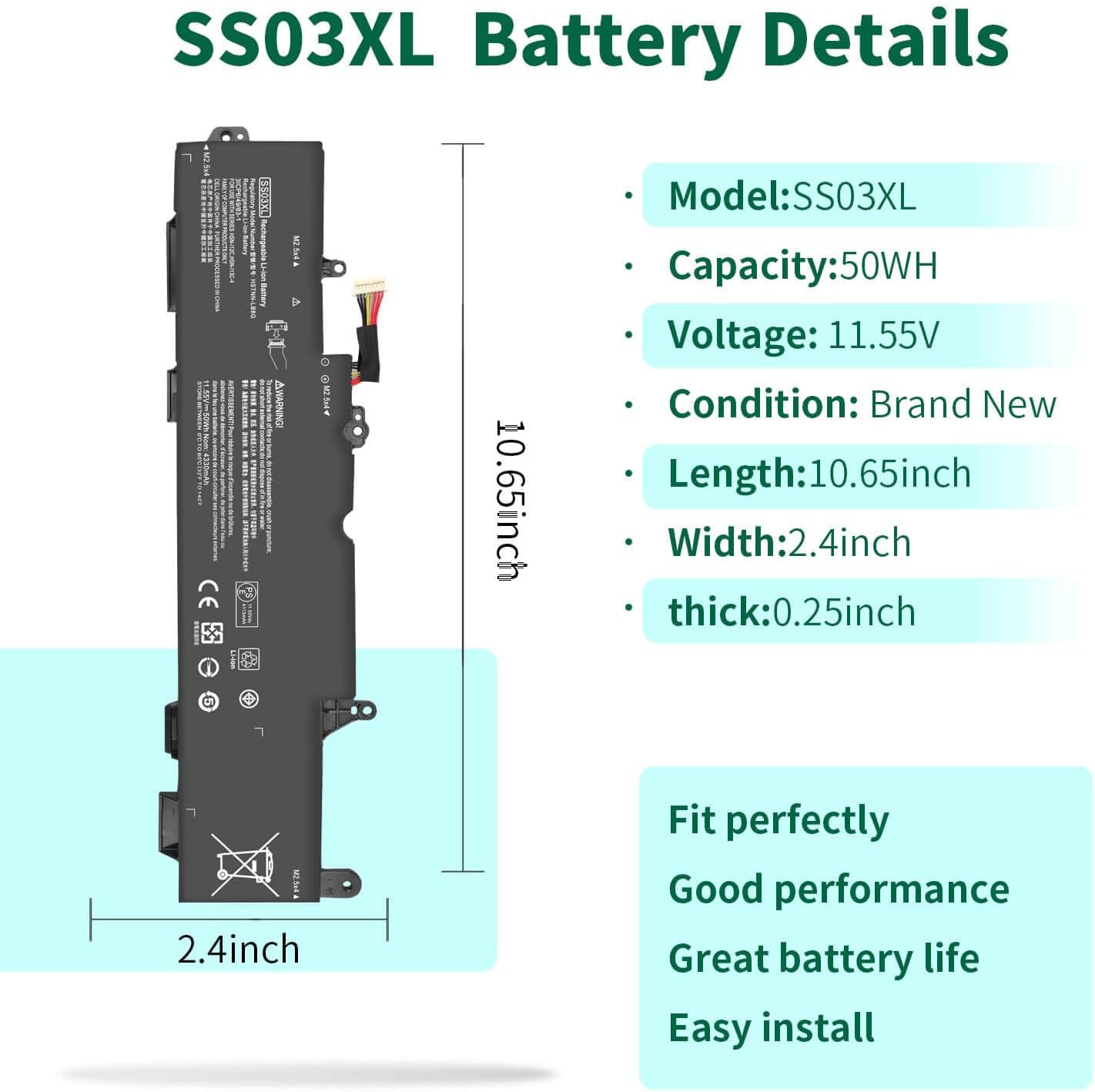 Genuine SS03XL Battery for HP EliteBook 840 G5 G6, ZBook 14U G5 G6 & 700 Series