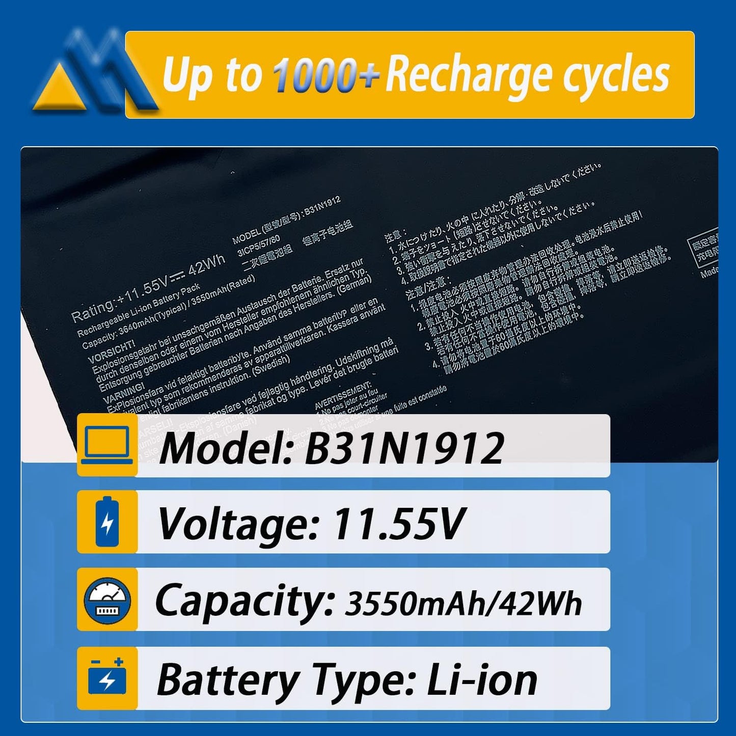 Genuine ASUS B31N1912 / C31N1912 Laptop Battery for ASUS VivoBook 14 E410M L410M E510MA L510MA Series