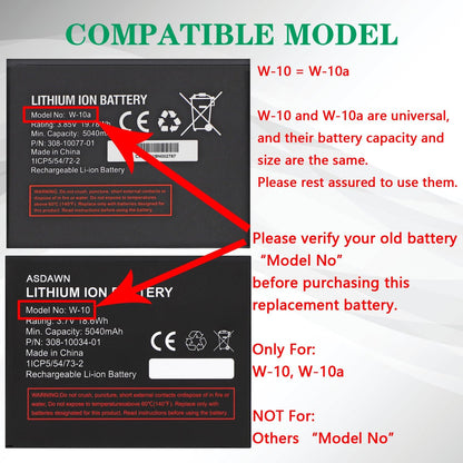 Replacement Battery W-10A W-10 for Netgear Nighthawk M1 MR1100 Mobile Hotspot 5040mAh