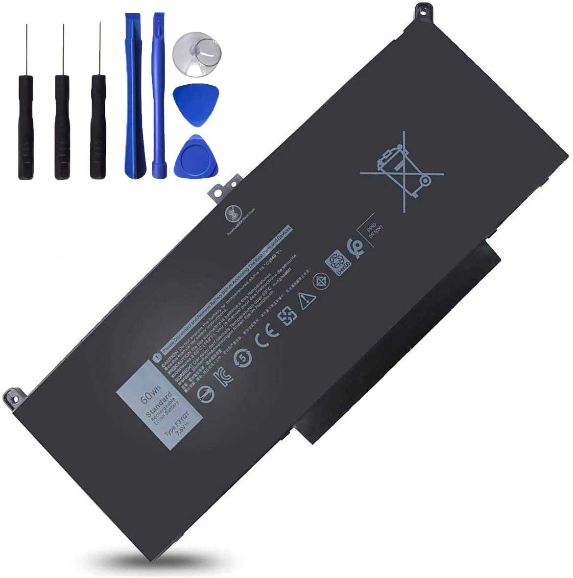 60Wh F3YGT Laptop Battery Replacement for Dell Latitude 7480 7280 7490 E7480 E7280 E7490 7380 7390 7290 E7390 E7290 E7380 12 13 14 7000, DM3WC F3YGT-1 KG7VF 2X39G V4940 451-BBYE 453-BBCF 0DM3WC 0F3YGT