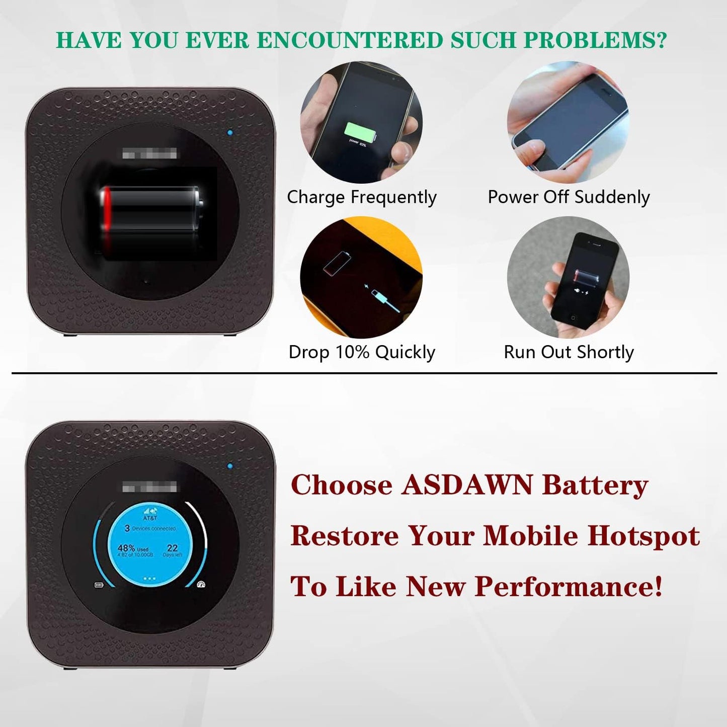 Replacement Battery W-10A W-10 for Netgear Nighthawk M1 MR1100 Mobile Hotspot 5040mAh