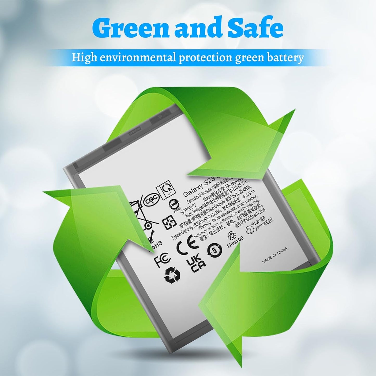 Galaxy S23 Ultra Battery, (2025 Upgraded) High Capacity 6200mAh EB-BS918ABY Li-Polymer Battery for Galaxy S23 Ultra SM-S918U SM-S918U1 SM-S918B with Repair Tool Kits