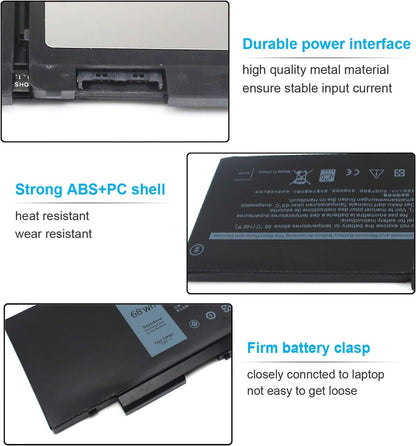 Genuine GJKNX 7.6V 68Wh Battery for Dell Latitude 5580 5480 5280 5590 5490 5488 5288 5495 5491 5591 E5480 E5580 E5490 E5590 Precision 3520 3530 Series 451-BBZG GD1JP 0GD1JP DY9NT 0DY9NT 5YHR4 P60F P72G 4-Cell
