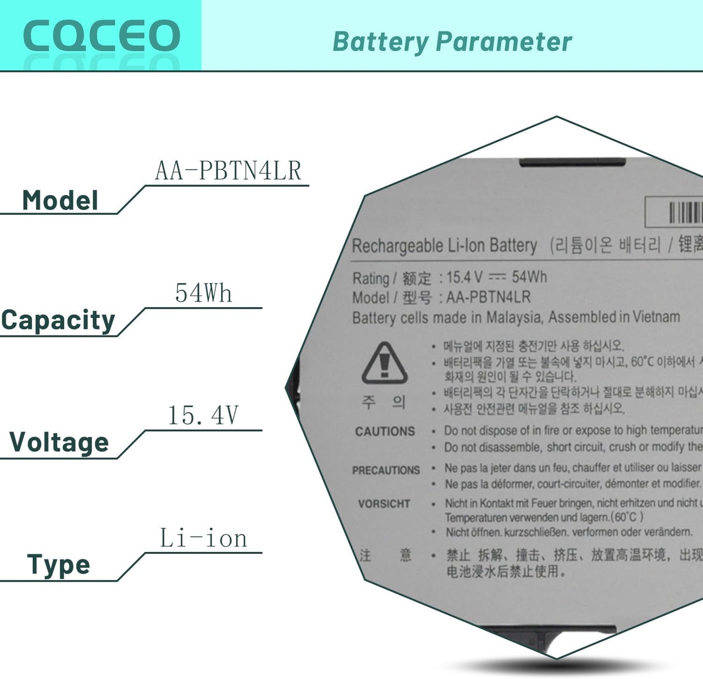 Genuine AA-PBTN4LR Laptop battery for Samsung Notebook 9 NP940X5N NP940X3M NP940X3N NP940X3M-K01US NP940X3M-K02US NP940X5M-X01US NP940X5N-X01US Series BA43-00386A 1588-3366 15.4V / 54Wh / 3530mAh / 4-Cell