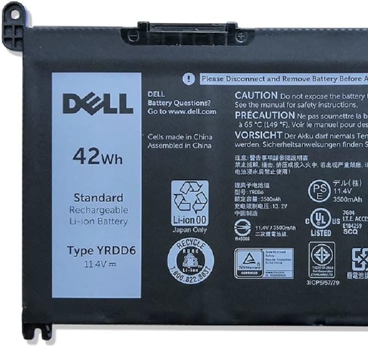 DELL Genuine YRDD6 Laptop Battery for replaceable Dell Inspiron 7586 5482 5485 5491 3310 2-in-1 3493 3582 3593 3793 5493 5593 5480 5590 5591 5594 5598 15 3583 3584 Vostro 3491 5481 5581 5490 5590 VM732