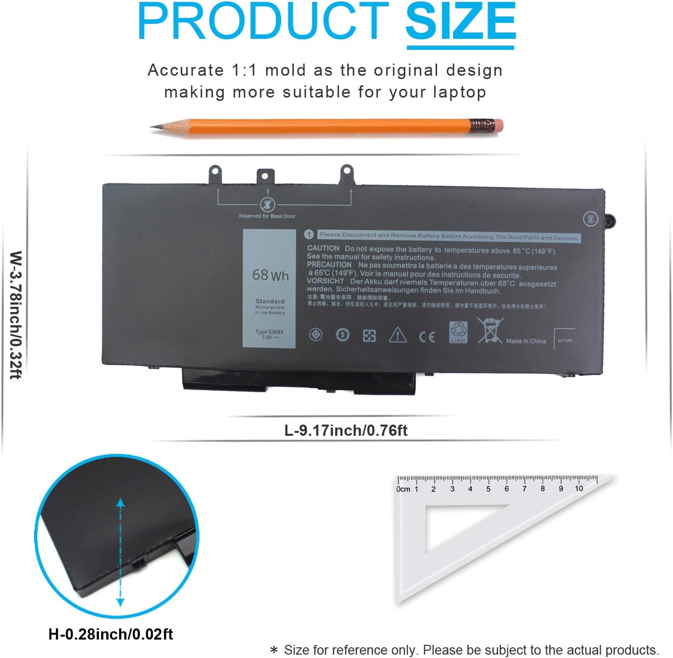 Genuine GJKNX 7.6V 68Wh Battery for Dell Latitude 5580 5480 5280 5590 5490 5488 5288 5495 5491 5591 E5480 E5580 E5490 E5590 Precision 3520 3530 Series 451-BBZG GD1JP 0GD1JP DY9NT 0DY9NT 5YHR4 P60F P72G 4-Cell