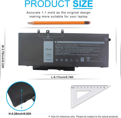 Genuine GJKNX 7.6V 68Wh Battery for Dell Latitude 5580 5480 5280 5590 5490 5488 5288 5495 5491 5591 E5480 E5580 E5490 E5590 Precision 3520 3530 Series 451-BBZG GD1JP 0GD1JP DY9NT 0DY9NT 5YHR4 P60F P72G 4-Cell