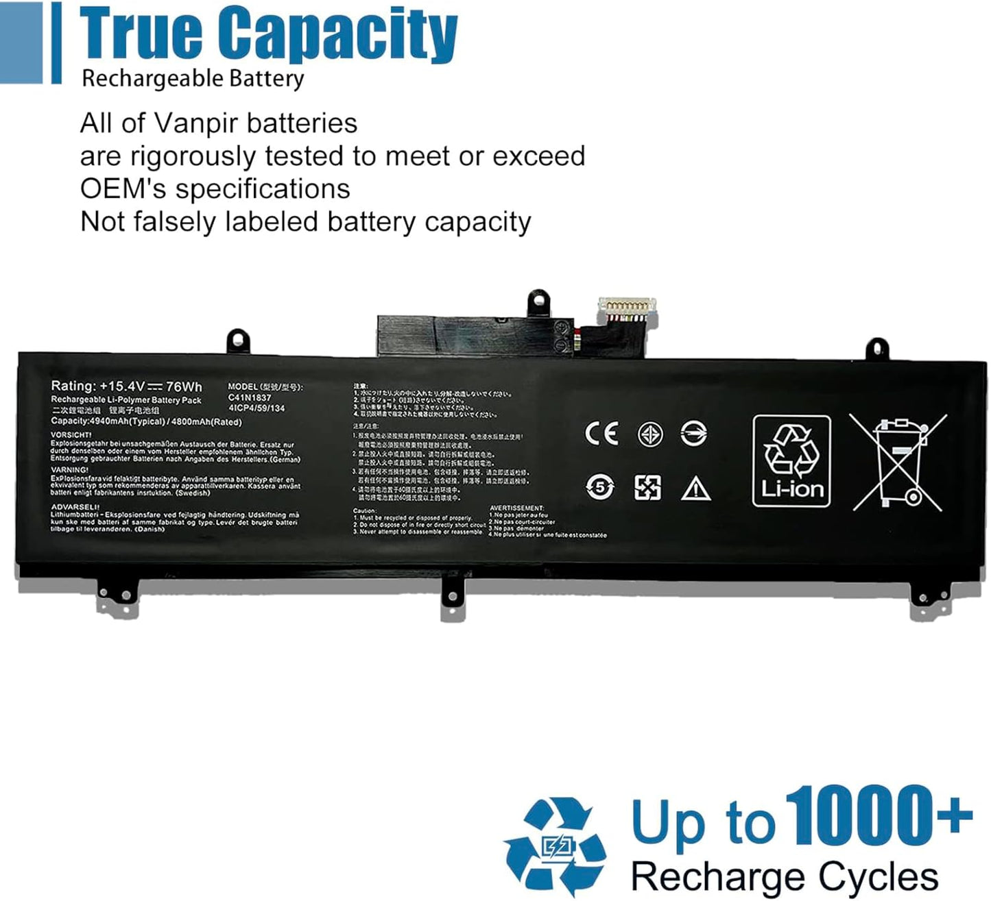  Genuine C41N1837 Laptop Battery for Asus ROG Zephyrus GA502, GU502, GX502 Series