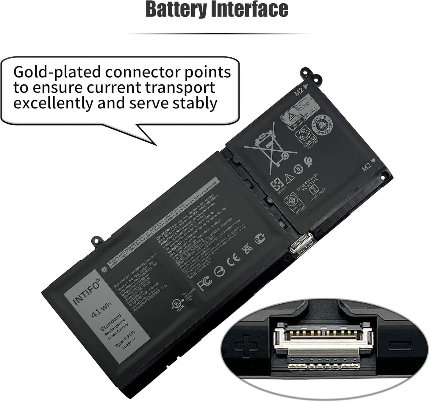 41Wh G91J0 Laptop Battery Compatible with Dell Latitude 3320 3420 3520 Vostro 3510 3511 3515 5310 5410 5415 5510 5515 Inspiron 5418 5518 7415 2-in-1 0MGCM5 0FH3K2 V6W33 [11.25V 3467mAh 3-Cell]