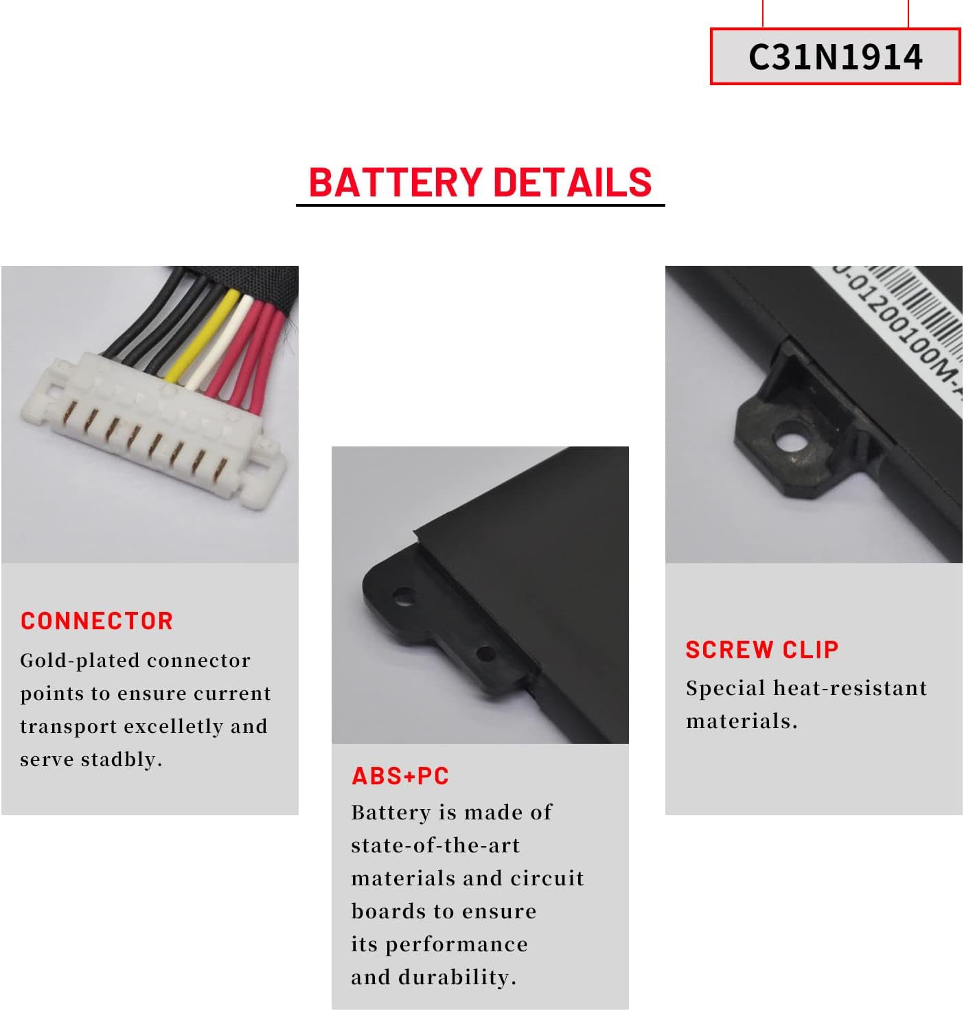 Genuine C31N1914 Laptop Battery for Asus ZenBook 13 UX425UG, ZenBook 14 UX435 Series