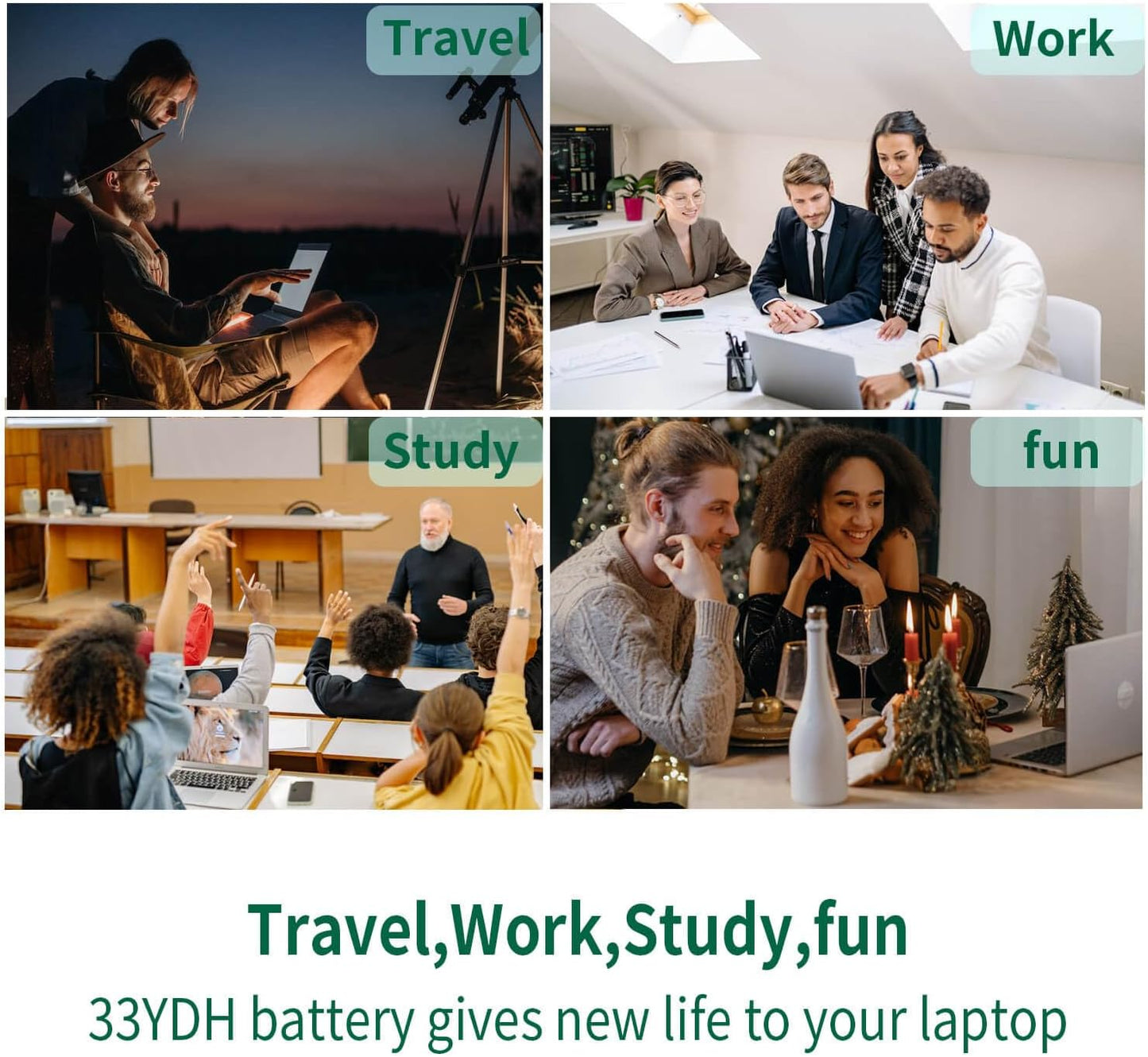 Genuine 56WH 33YDH Laptop Battery for Dell Inspiron 17 7000 7778 7779 7786 7773 15 7577 G3 3579 3779 G5 5587 G7 7588 Latitude 13 3380 14 3490 15 3590 3580 PVHT1 P30E 81PF3 081PF3 12 Months Warranty