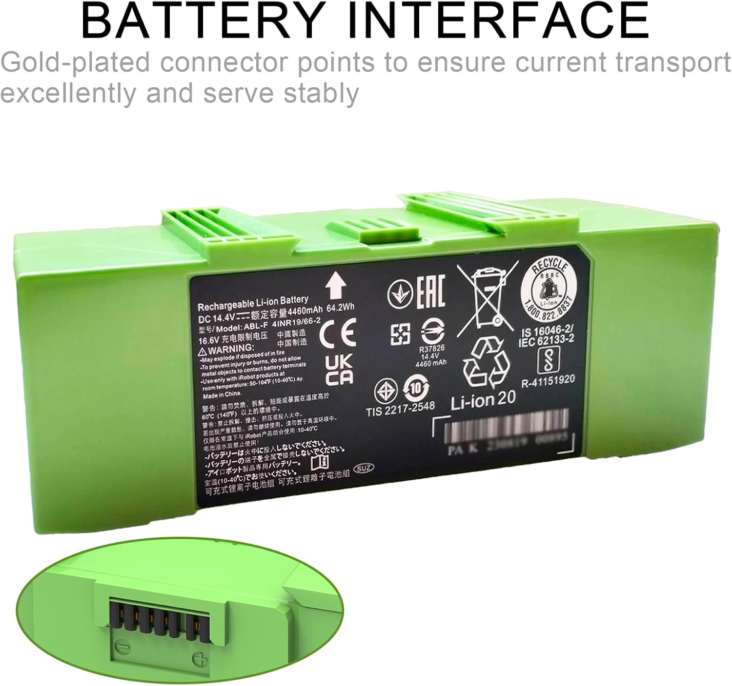 ABL-F Replacement Battery for iRobot Roomba i7 i7+ i3 i4 i8 e5 e6 Series – 14.4V High-Capacity Li-ion Battery