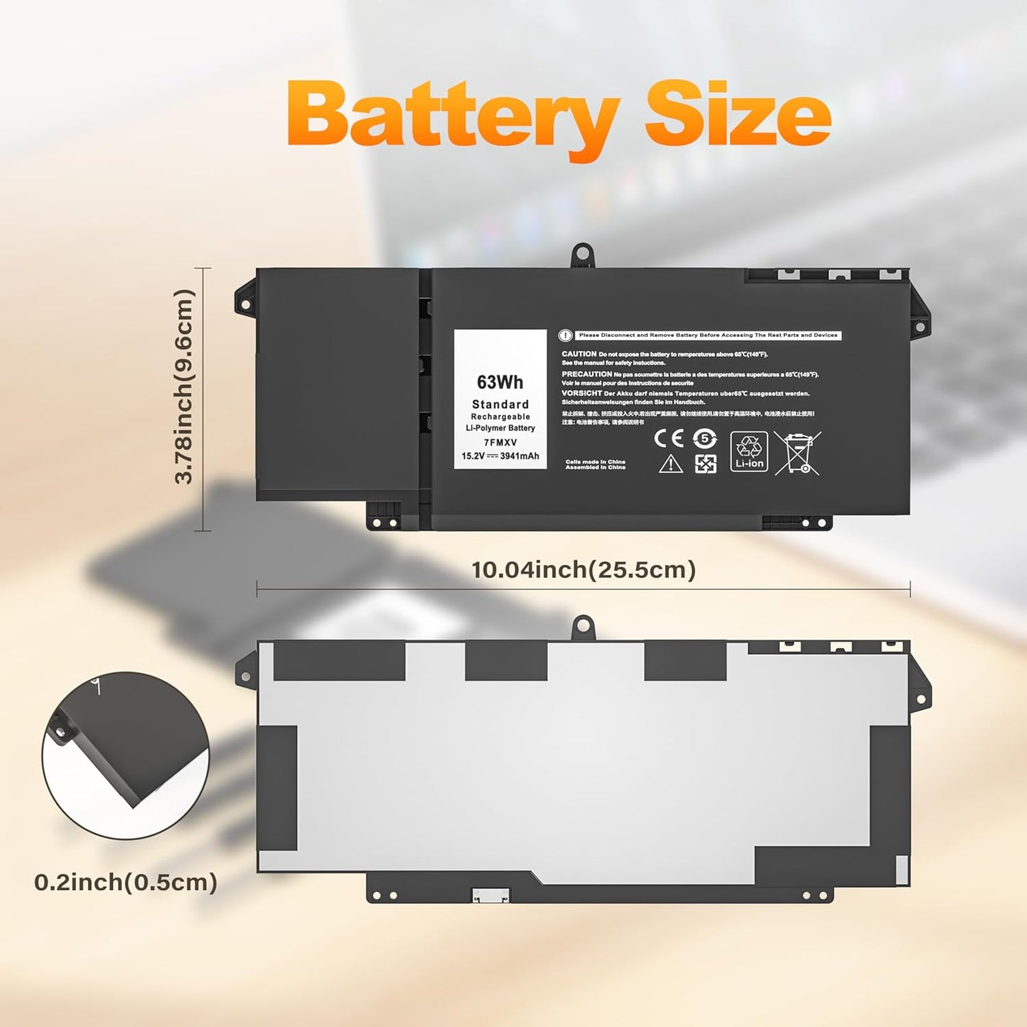 Dell OEM Original Latitude 5320 7320 7420 7520 63Wh 4-cell Laptop Battery