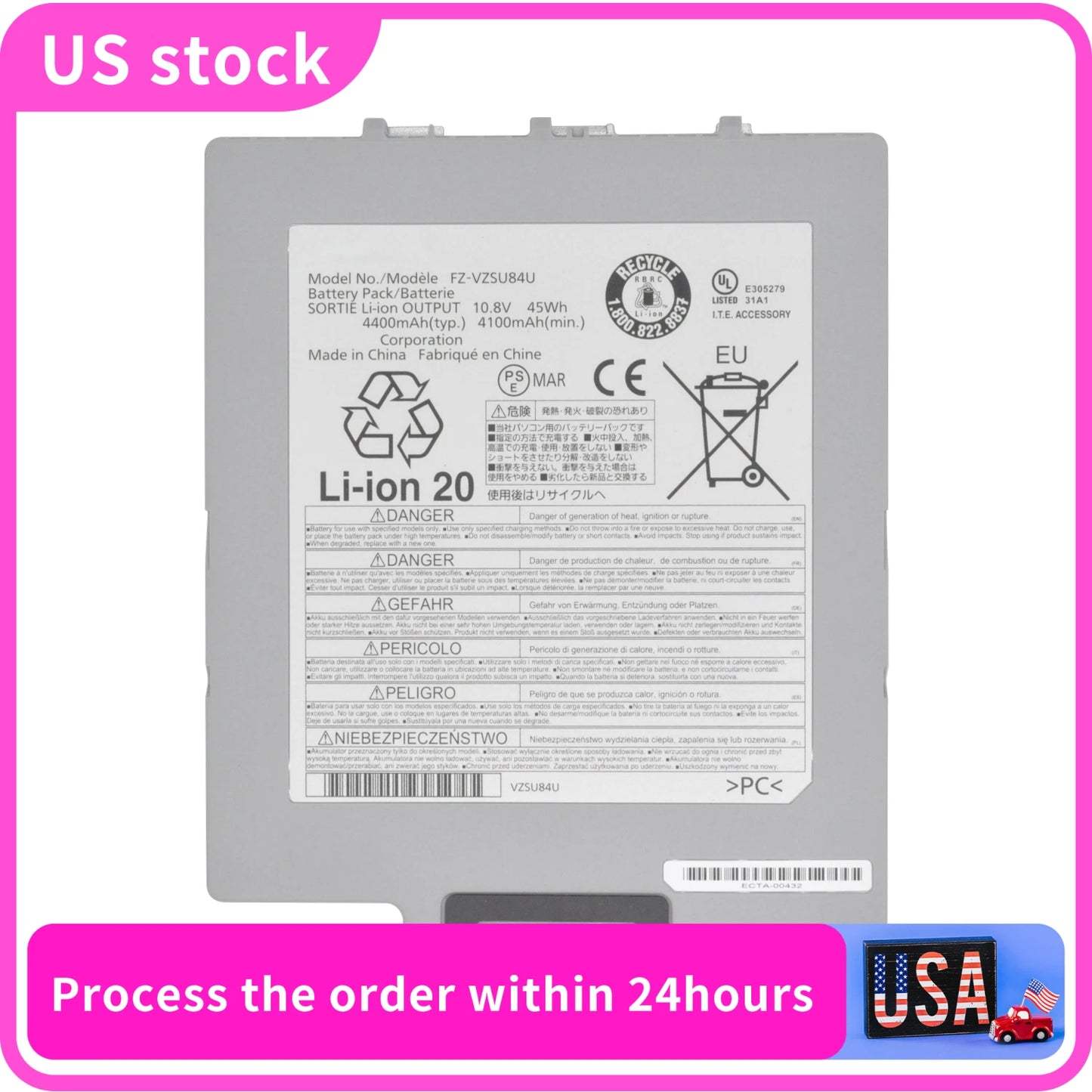 Genuine 10.8V 45Wh FZ-VZSU84U Battery Compatible with Panasonic Toughpad FZ-G1 FZ-VZSU84R Series