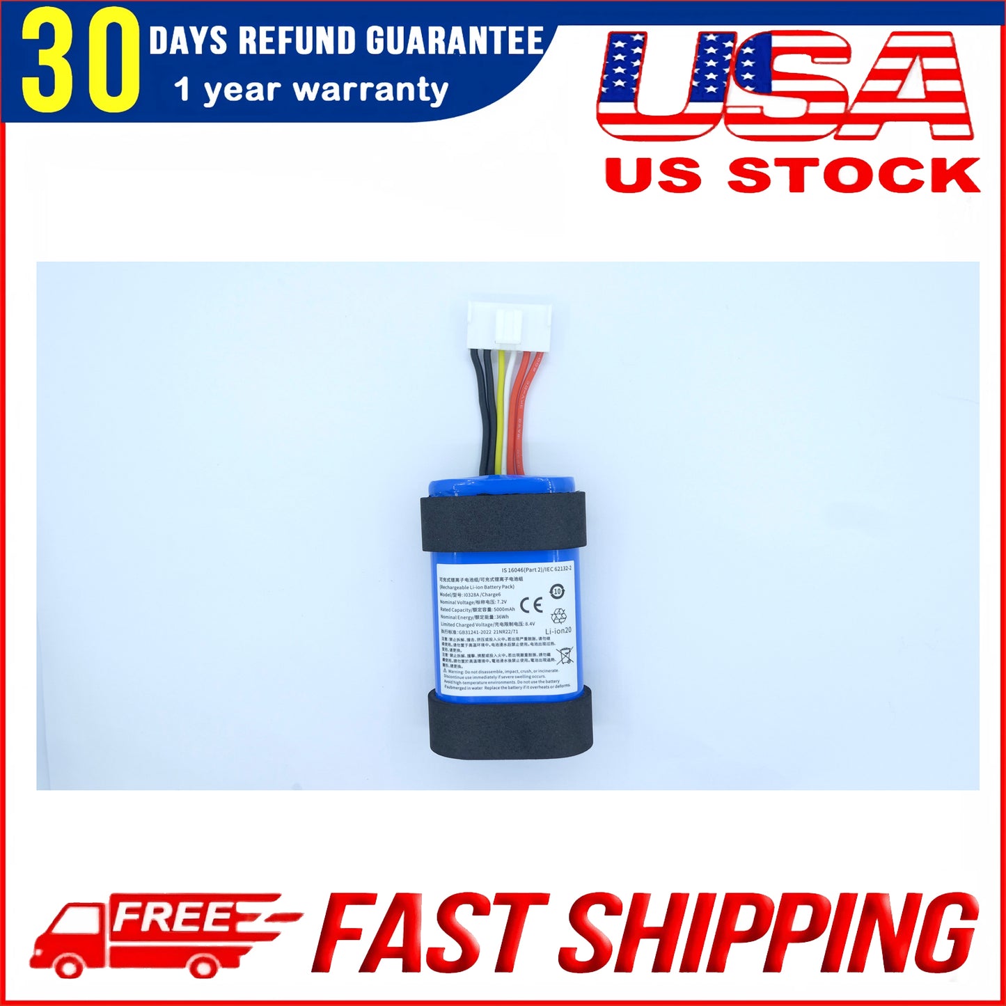 Replacement Battery for JBL Charge 6 (Model I0328A)