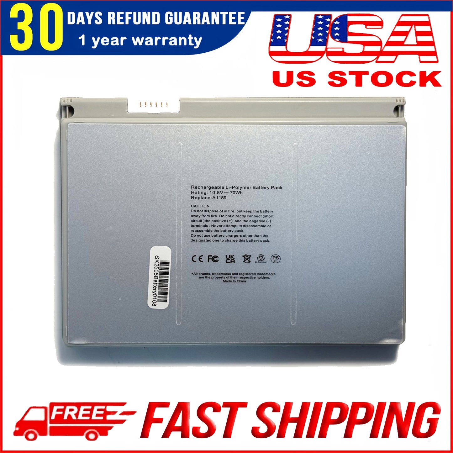 Apple MacBook Pro 17 Inch A1189 Replacement Battery 70Wh for A1151 A1229 A1261 2006 2007 2008