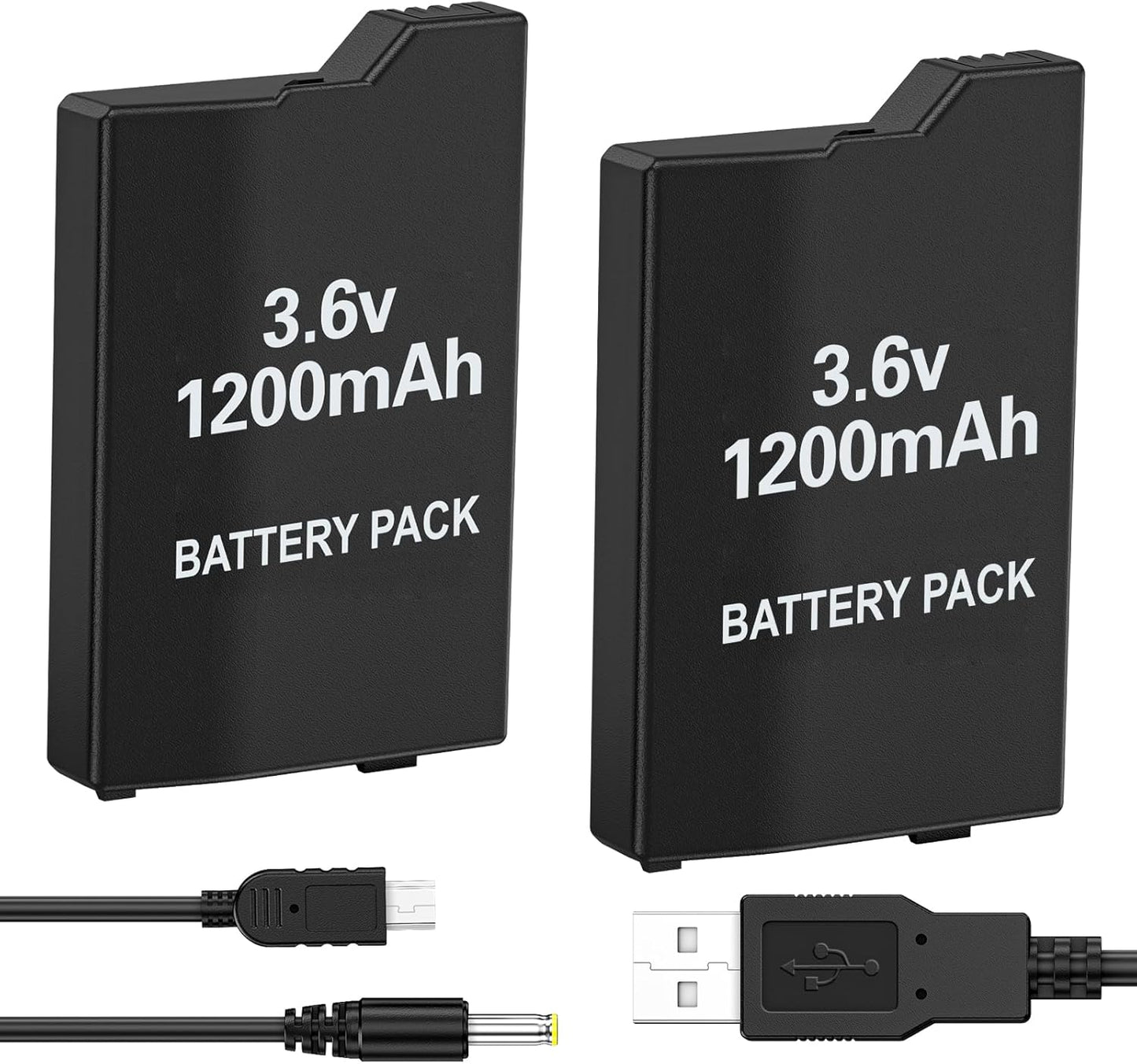 PSP Battery Replacement - 2 Pack with USB Charging Cable