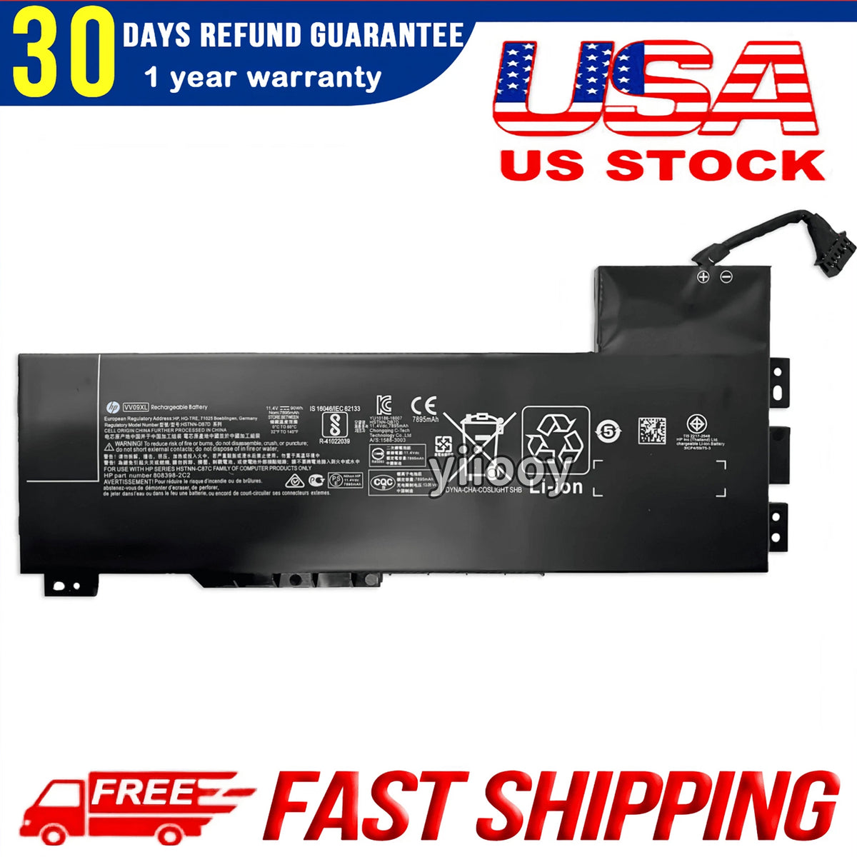 Genuine VV09XL Battery For HP ZBook 15 G3 G4 11.4V 90WH 808452-001 VV09090XL HSTNN-C87C