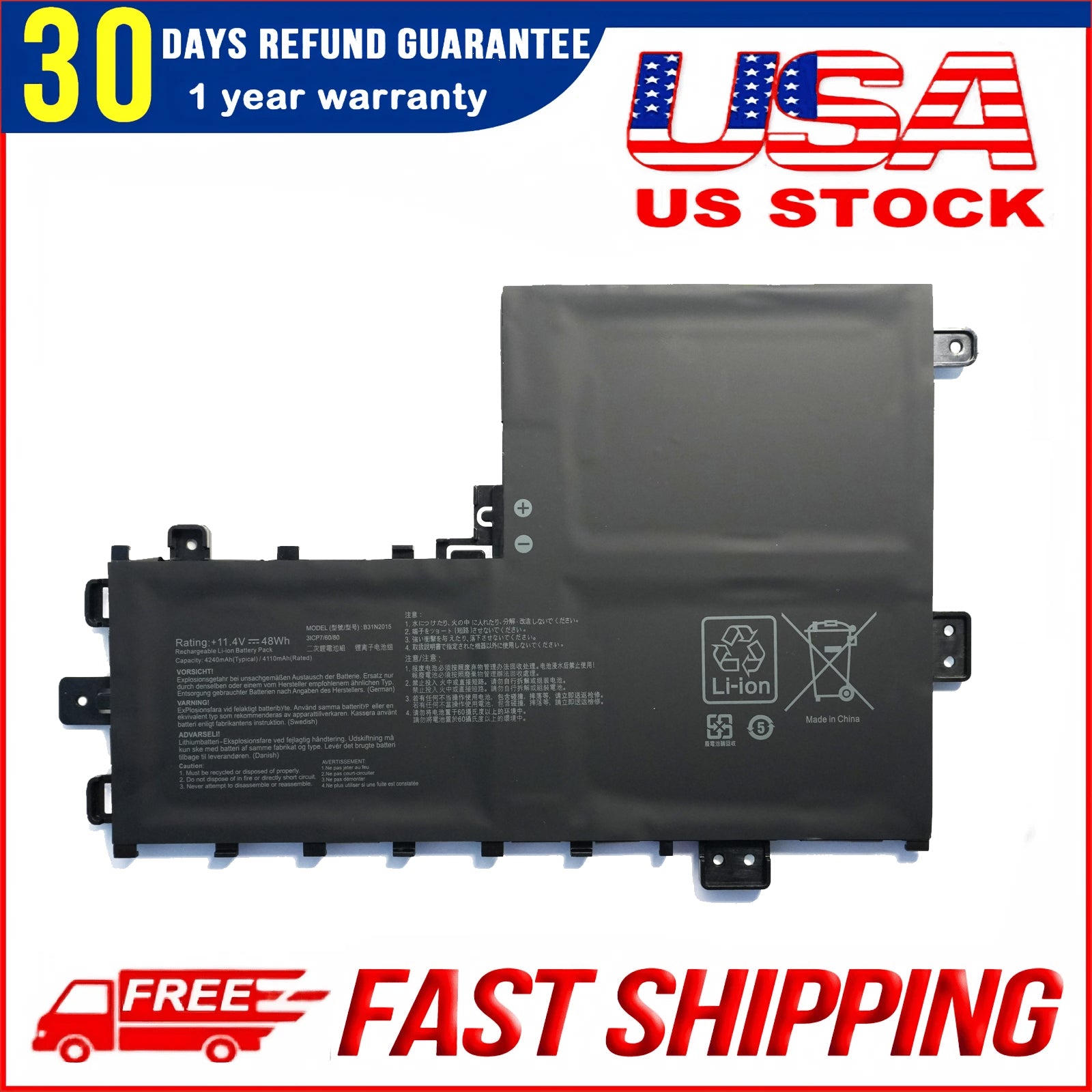 B31N2015 0B200-03350700 48Wh Replacement Battery for ASUS VivoBook A712EA & S712EQM Laptop Series
