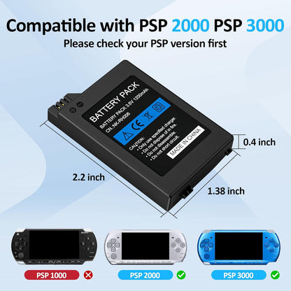 PSP Battery Replacement - 2 Pack with USB Charging Cable