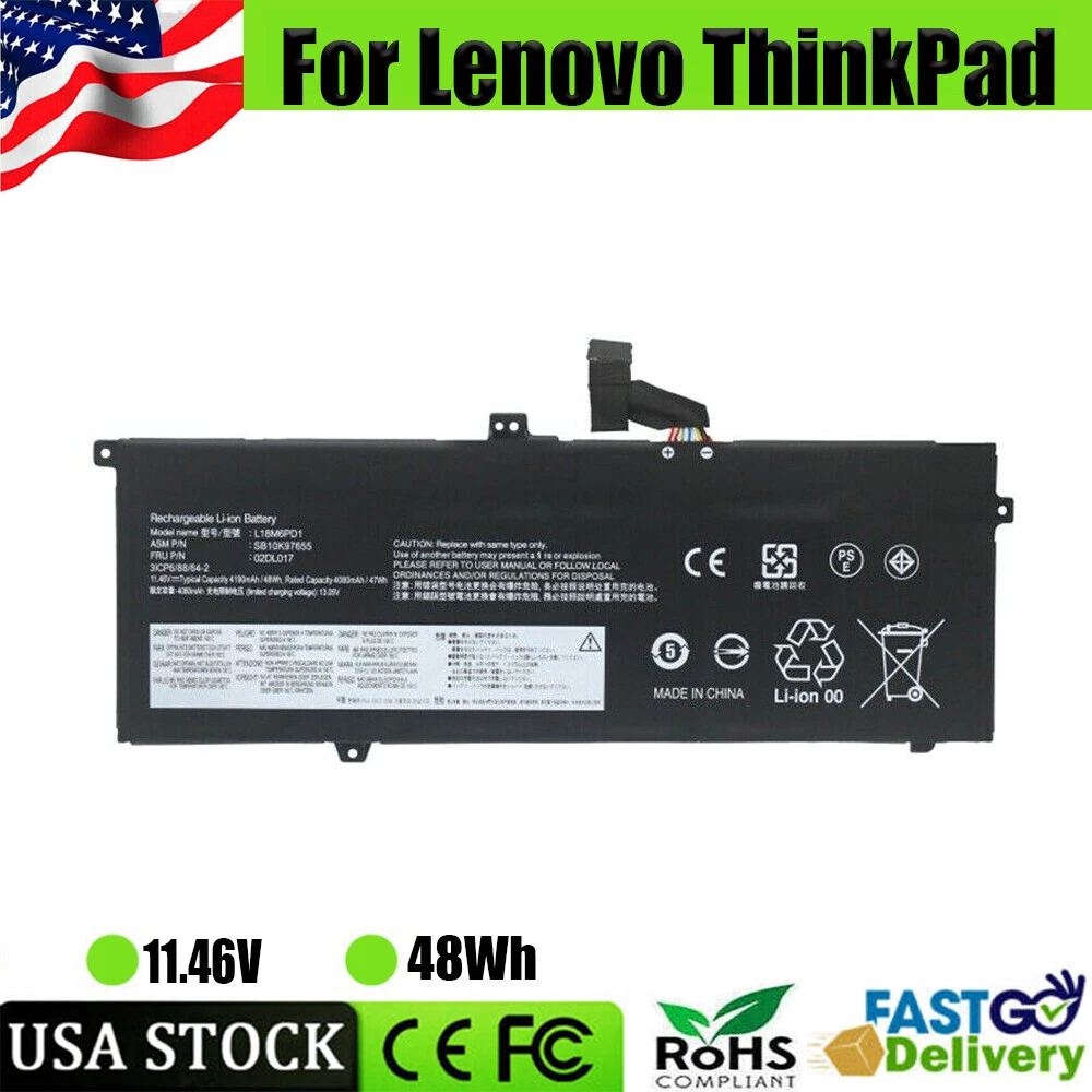 Genuine L18M6PD1 L18C6PD1 Battery for Lenovo ThinkPad X13, X390, X395 | 48Wh