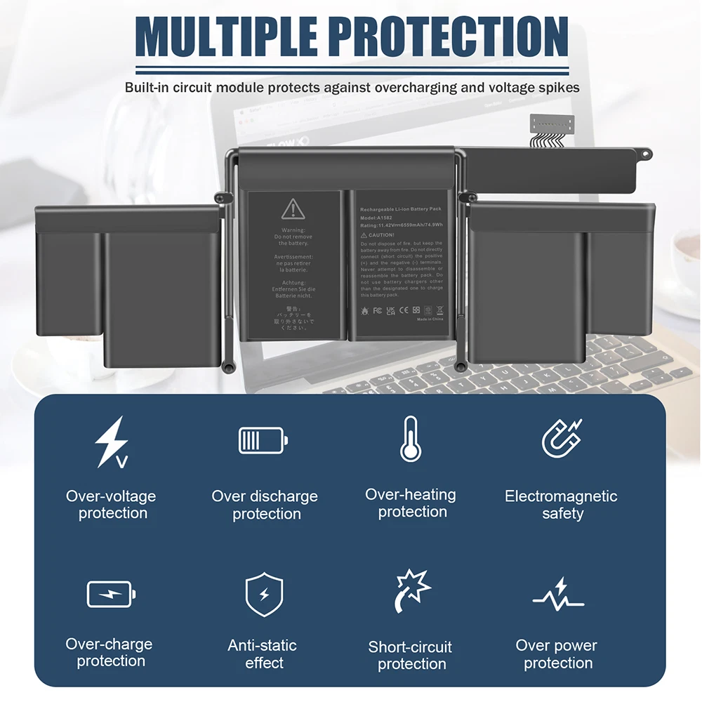 Best A1502 Replacement Battery for MacBook Pro Retina 13″ (Early 2015/Mid 2014/Late 2013) – 74.9Wh High Capacity