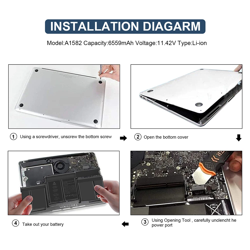 Best A1502 Replacement Battery for MacBook Pro Retina 13″ (Early 2015/Mid 2014/Late 2013) – 74.9Wh High Capacity