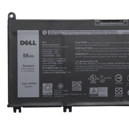 Genuine 4WN0Y 56Wh Battery Replacement for Dell Inspiron 7577 Gaming Laptop & Inspiron 13 7353 2-in-1 (Part # JYFV9)