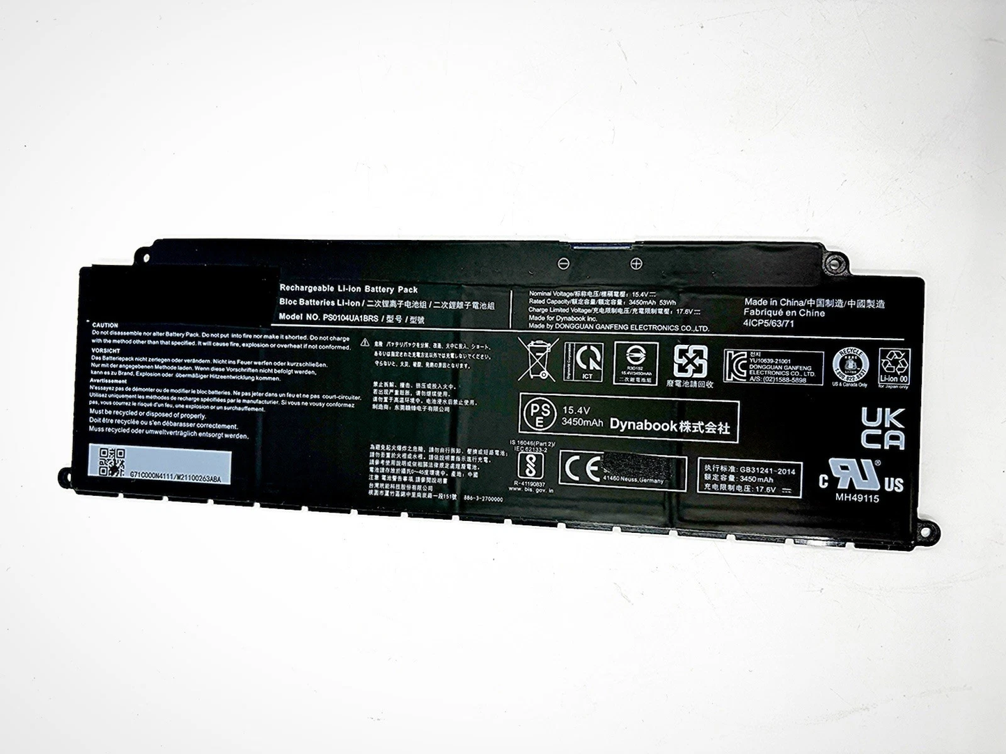 PS0104UA1BRS Battery 53Wh 3450mAh Replacement for Dynabook U30 / Tecra A40-J/Tecra A50-J Series 41CP5/63/71 15.4V