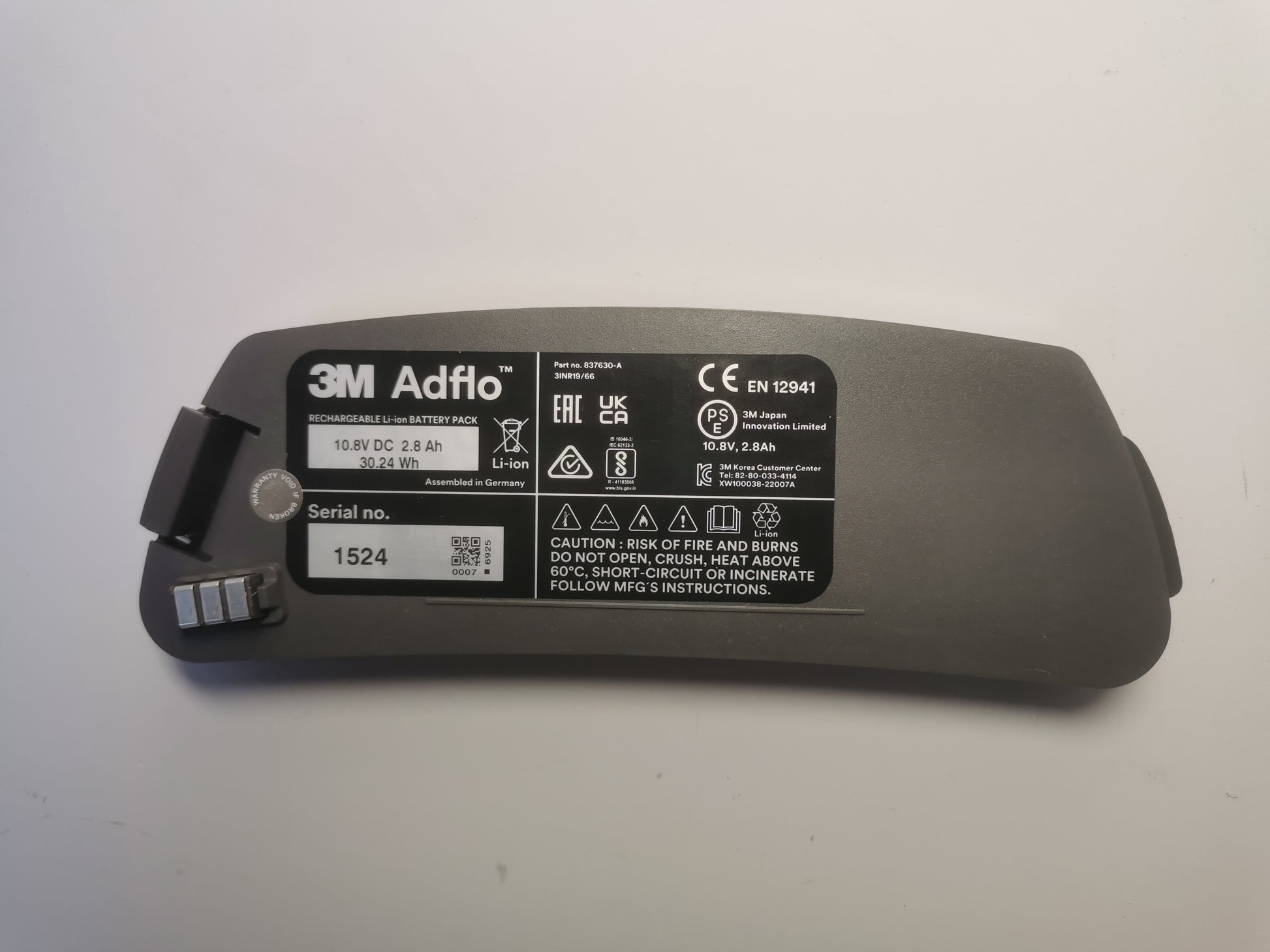 3M Adflo 837630 Replacement Battery for 90029100 35-1099-07 Series 