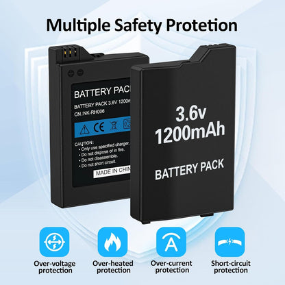 PSP Battery Replacement - 2 Pack with USB Charging Cable