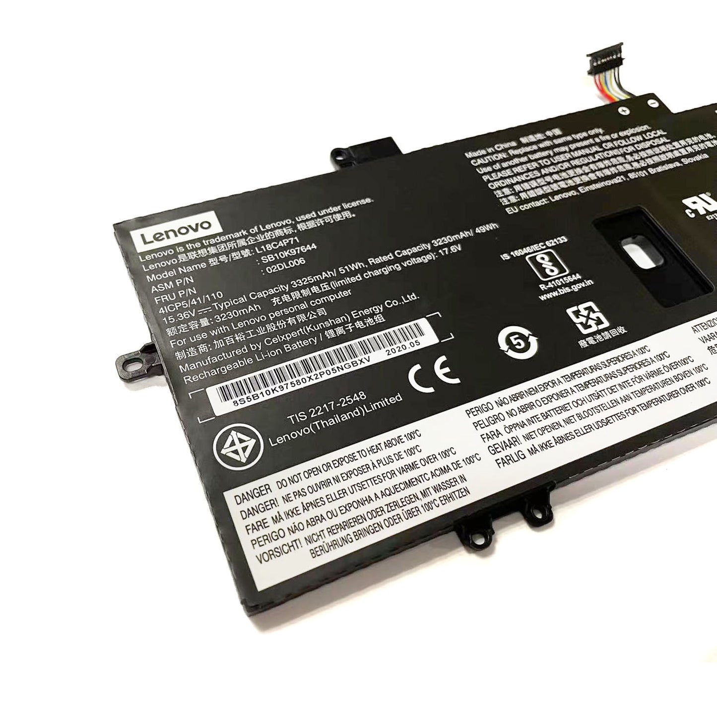 Genuine L18C4P71 02DL006 Laptop Battery Replacement for Lenovo ThinkPad X1 Yoga 4th Gen / X1 Carbon 7th 8th Gen SB10K97644 02DL004 L18L4P71 SB10K97642 02DL005 L18M4P72 SB10K97643 15.36V 51Wh 3325mAh