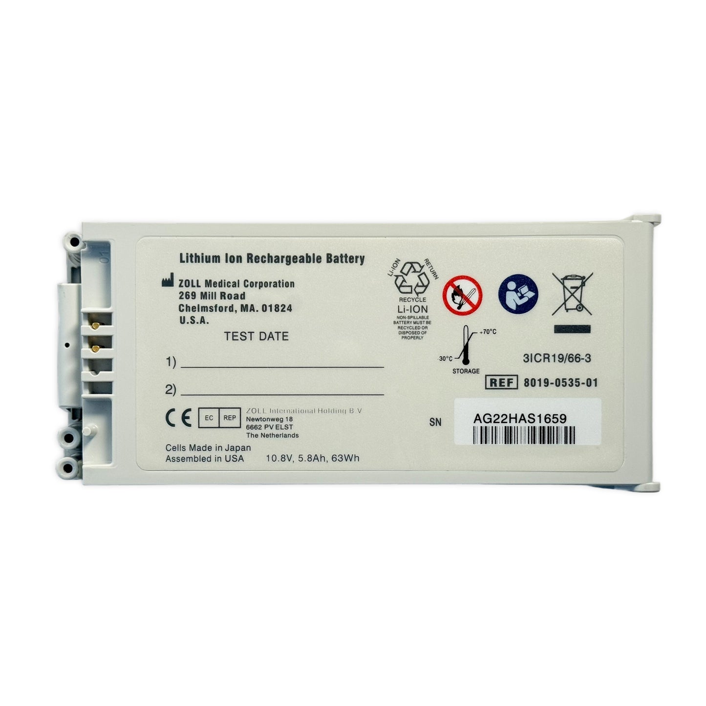 Rechargeable Li-Ion REF 8019-0535-01 Battery Pack for Zoll SurePower E Series/R Series 10.8V 5.8Ah 63Wh