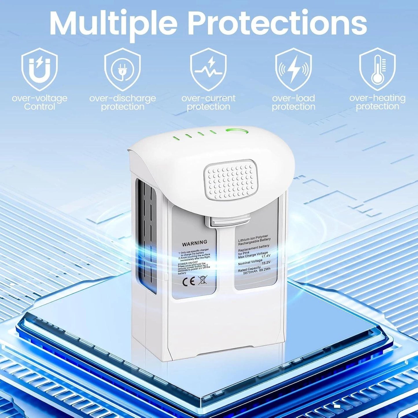 DJI Phantom 4 Series Intelligent Flight Battery High Capacity 5870mAh, for DJI Phantom 4, 4 Advanced, 4 Pro, 4 Pro V2.0, 4 RTK-OEM